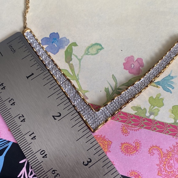 14K GF/Sterling Silver Natural 1ctw Diamonds Ladies V Necklace + Earring set! - Picture 14 of 15